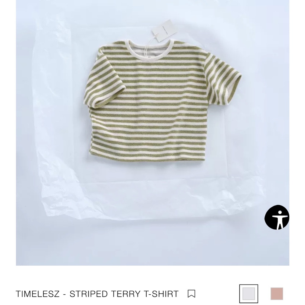 Zara Size 2 Kida Green Striped Short Sleeve Top